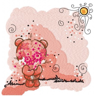 Shy teddy bear embroidery design - Embroidery Design