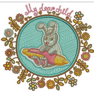 Bunny the writer embroidery design - Embroidery Design