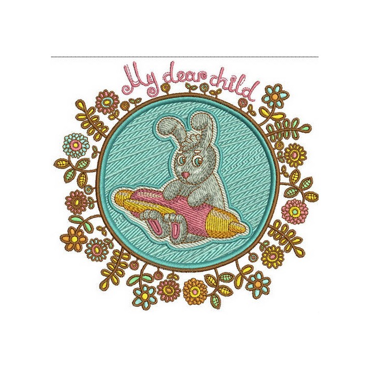 Bunny the writer embroidery design - Embroidery Design