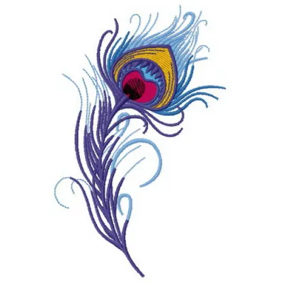 Peacock feather 2 embroidery design showcasing intricate details, perfect for embellishing fabrics like tote bags or t-shirt…