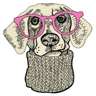 Hipster dog 3 embroidery design - Embroidery Design