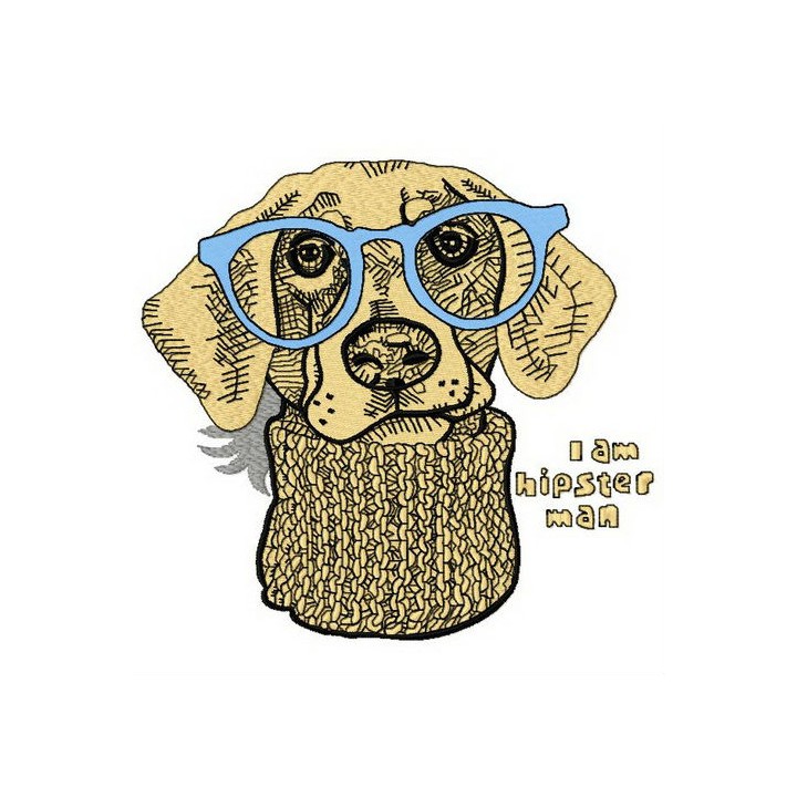 Hipster dog 2 embroidery design - Embroidery Design