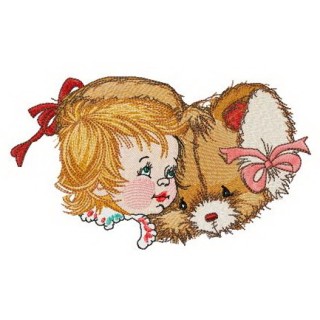 Touching friendship embroidery design - Embroidery Design