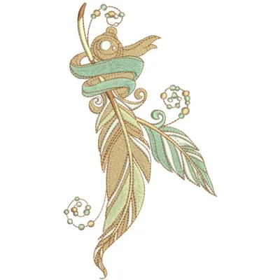 Romantic composition 6 embroidery design featuring elegant feathers and wings, ideal for creative stitching projects.