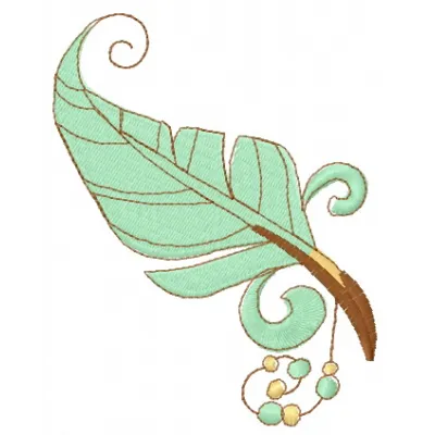 Feather 25 embroidery design showcasing intricate feather details, ideal for embellishing various fabric items.