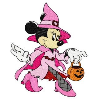 Minnie in witch costume embroidery design - Embroidery Design