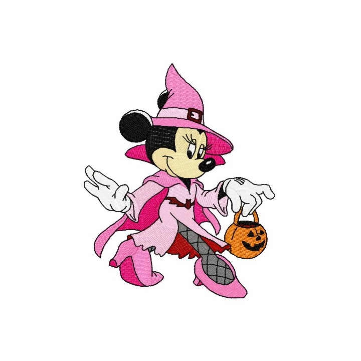 Minnie in witch costume embroidery design - Embroidery Design