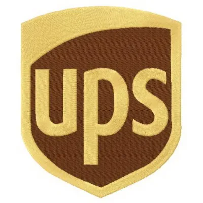 Embroidery design preview of the UPS logo classic with tatami border, showcasing intricate stitching patterns.