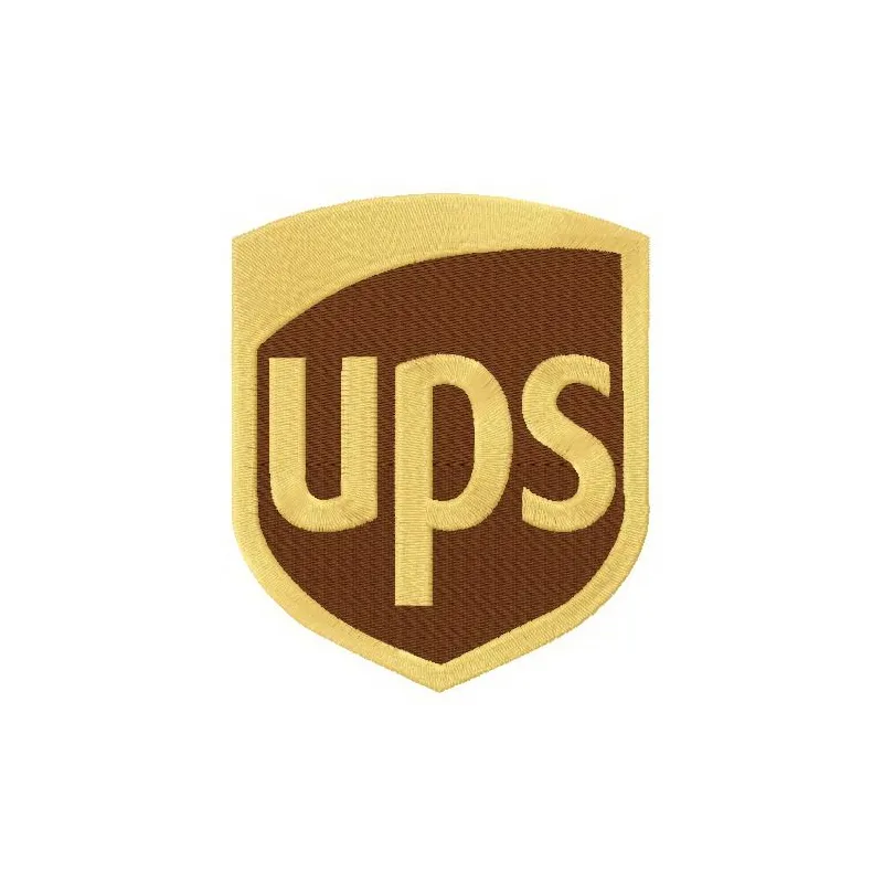 Embroidery design preview of the UPS logo classic with tatami border, showcasing intricate stitching patterns.