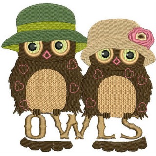 Valentine owls embroidery design - Embroidery Design