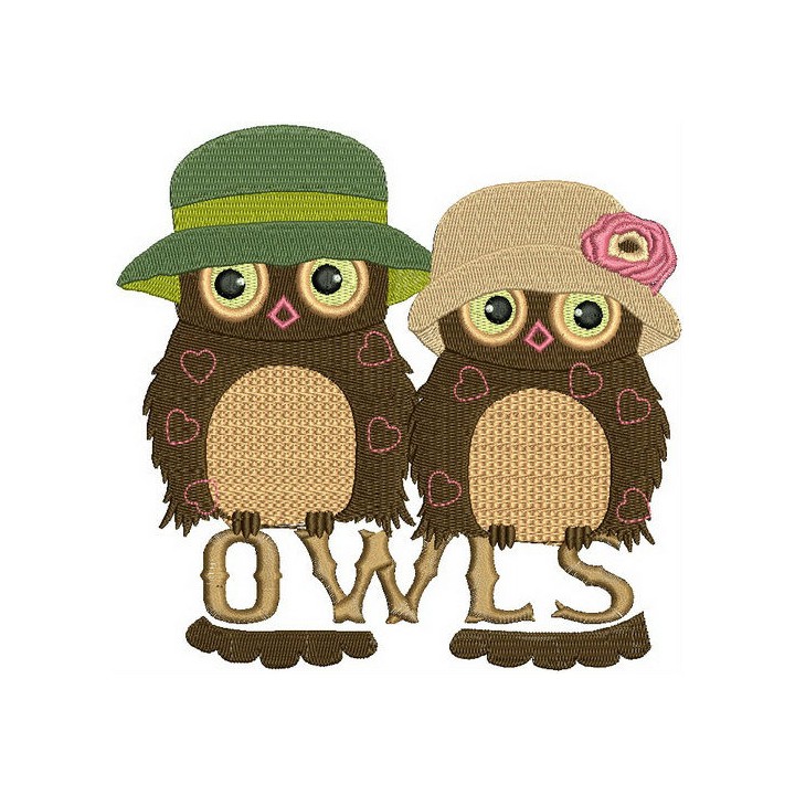 Valentine owls embroidery design - Embroidery Design