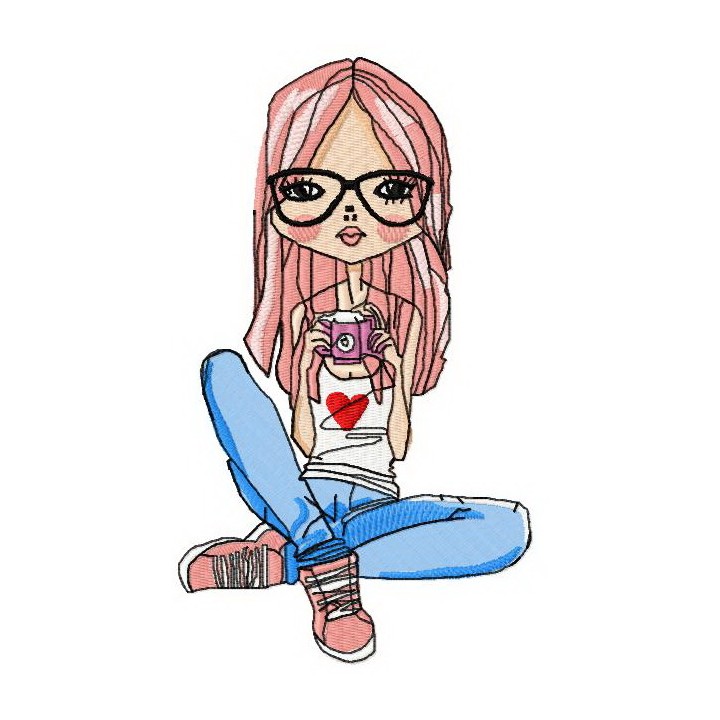 Young photographer 2 embroidery design - Embroidery Design