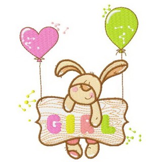 Bunny girl embroidery design - Embroidery Design