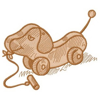 Wooden dog toy embroidery design - Embroidery Design