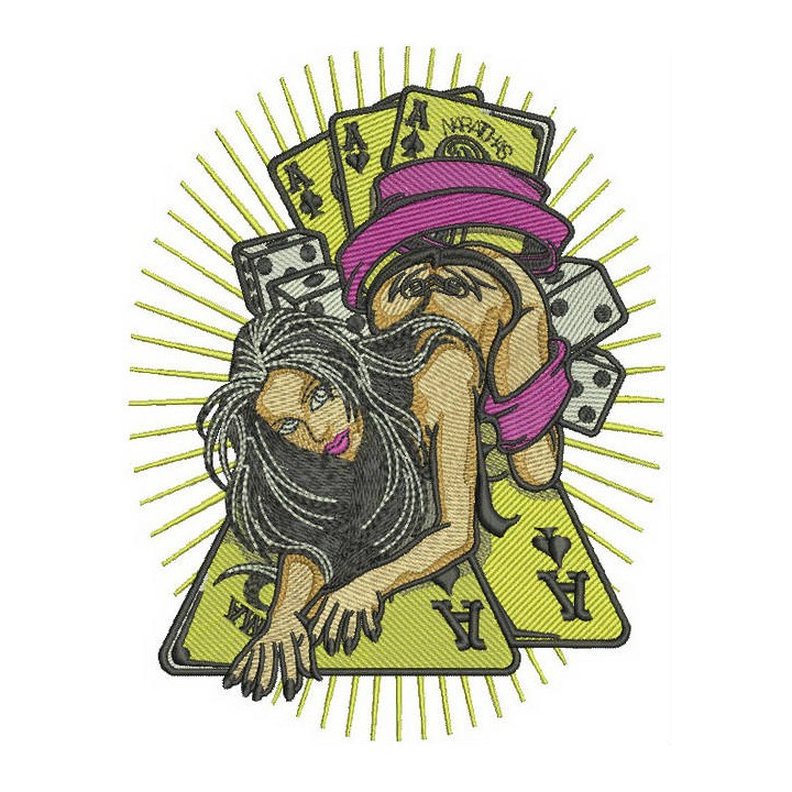 Casino witch embroidery design - Embroidery Design