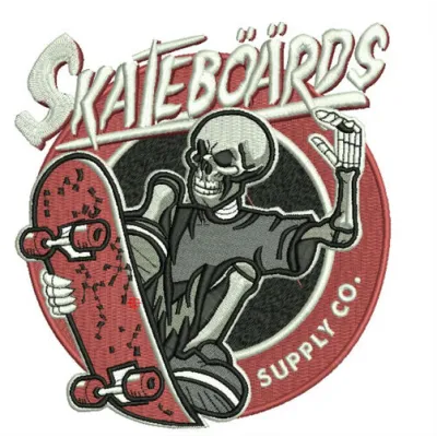 Preview of Skateboards Supply Co. 2 embroidery design featuring a stylish skateboard motif for creative projects.
