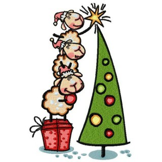 Sheep decorating New Year tree embroidery design - Embroidery Design