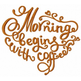 Morning begins with coffee 3 embroidery design - Embroidery Design