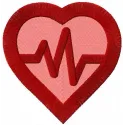 Heart cardio symbol embroidery design showcasing a stitched motif perfect for social service projects.
