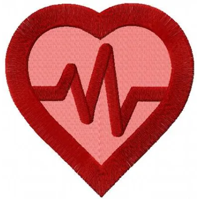 Heart cardio symbol embroidery design showcasing a stitched motif perfect for social service projects.