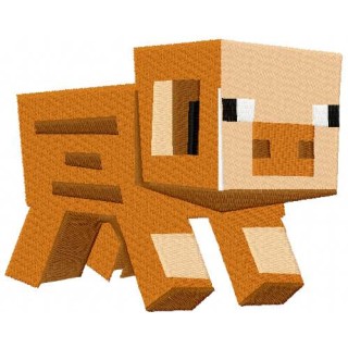 Minecraft pig embroidery design - Embroidery Design