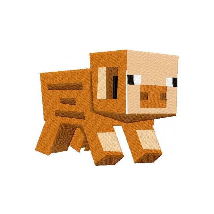 Minecraft pig embroidery design - Embroidery Design
