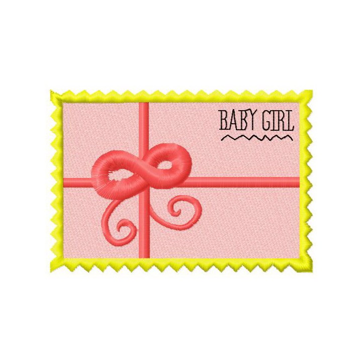 Postage stamp Baby girl 2  embroidery design - Embroidery Design