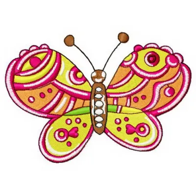 Preview of a whimsical funny butterfly embroidery design, ideal for adding charm to various fabric projects.