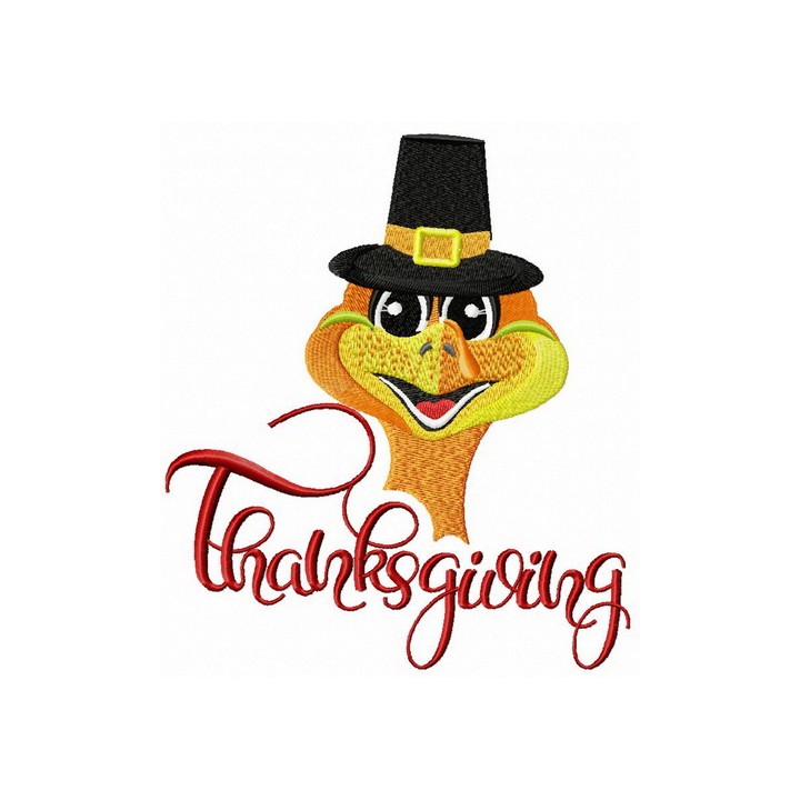 Thanksgiving with funny turkey embroidery design - Embroidery Design