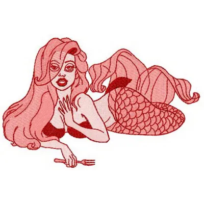 Vibrant mermaid embroidery design showcasing intricate details, perfect for stitching on t-shirts or tote bags.