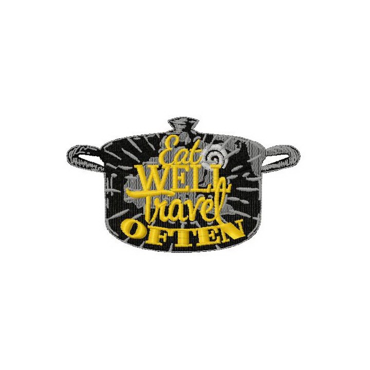 Eat well travel often embroidery design - Embroidery Design