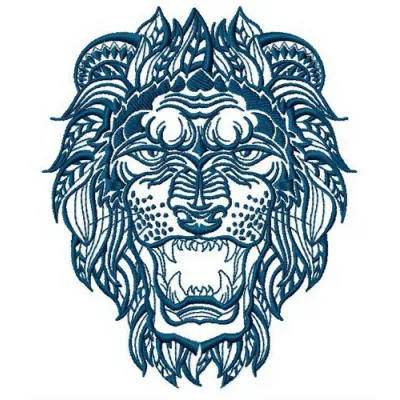 Lion 4 embroidery design preview showcasing a detailed lion motif for stitching on garments and accessories.