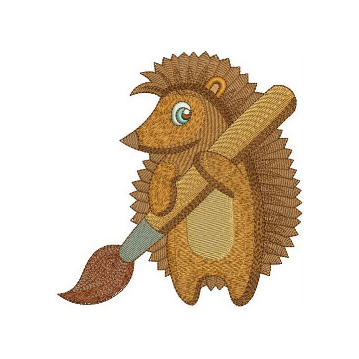 Hedgehog with brush embroidery design - Embroidery Design
