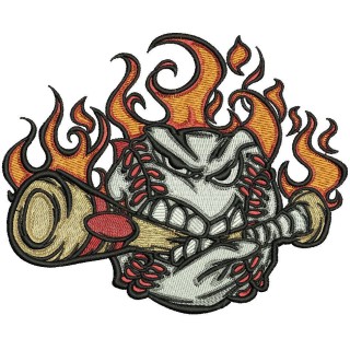 Angry baseball ball 4 embroidery design - Embroidery Design