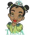 Young Tiana 2 embroidery design featuring a charming princess from the Princess and the Frog collection.