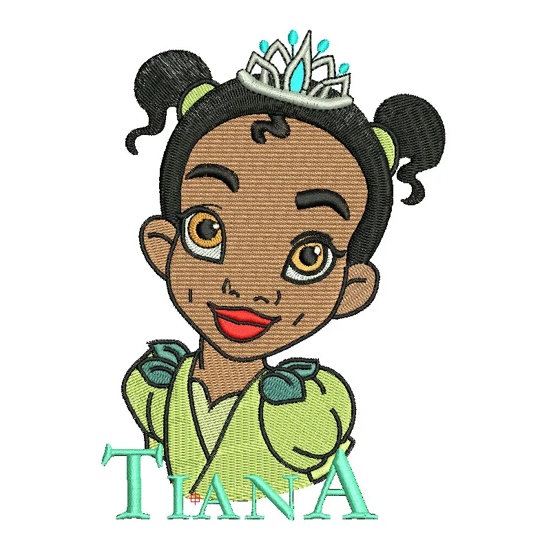 Young Tiana 2 embroidery design featuring a charming princess from the Princess and the Frog collection.