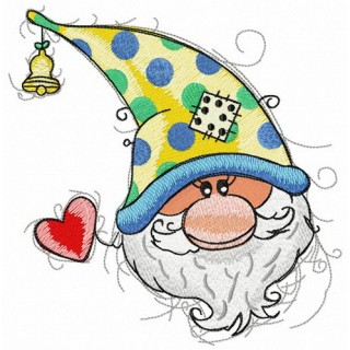 Valentine card from gnome embroidery design - Embroidery Design