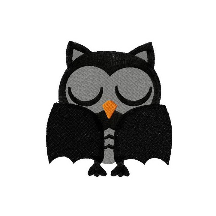 Owl in bat costume 2 embroidery design - Embroidery Design