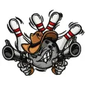 Wild West bowling embroidery design featuring western motifs, perfect for stitching on shirts or tote bags.