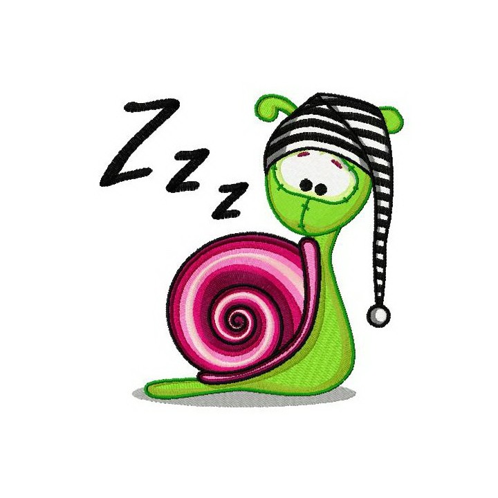 Snail in striped hat embroidery design - Embroidery Design