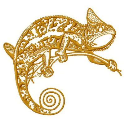 Chameleon 2 embroidery design showcasing a vibrant reptile motif, perfect for stitching on apparel and accessories.