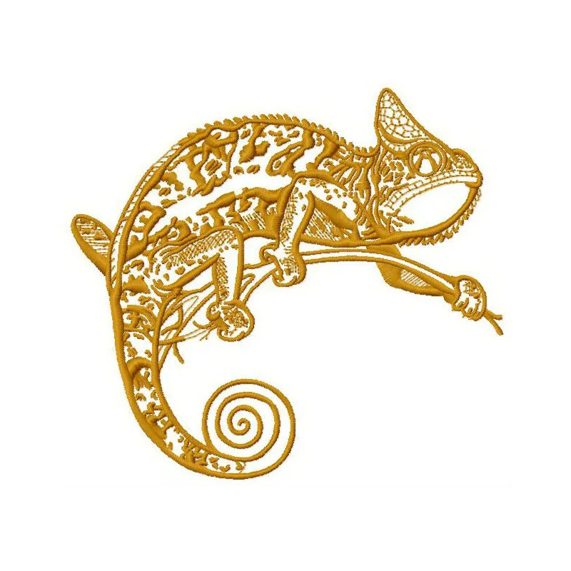 Chameleon 2 embroidery design showcasing a vibrant reptile motif, perfect for stitching on apparel and accessories.