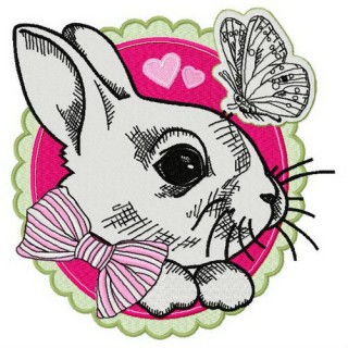 White bunny 2 embroidery design - Embroidery Design