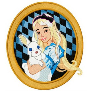 Alice with bunny 2 embroidery design - Embroidery Design