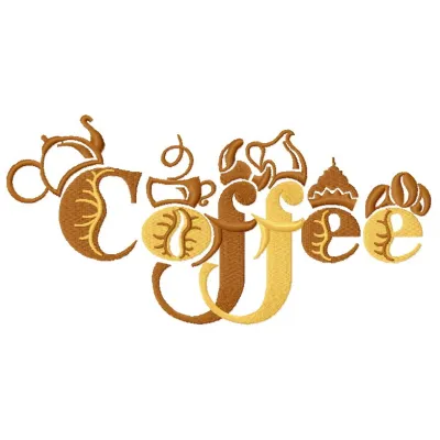 Coffee 4 embroidery design featuring a stylish coffee cup motif, perfect for embellishing tote bags and hoodies.