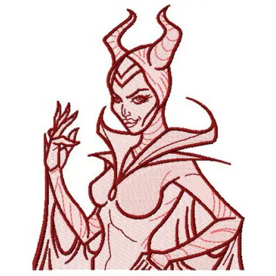 Maleficent embroidery design showcasing a mystical character from Sleeping Beauty, perfect for creative stitching projects.
