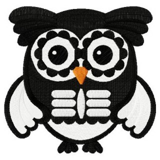 Owl in skeleton costume embroidery design - Embroidery Design