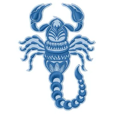 Scorpion embroidery design showcasing intricate details, ideal for stitching on apparel and accessories.