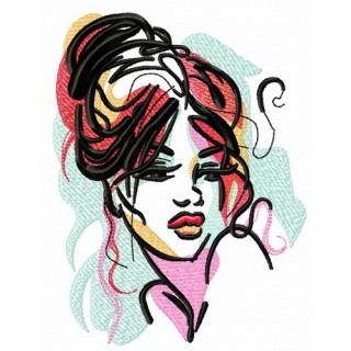 Trendy hairstyle embroidery design - Embroidery Design