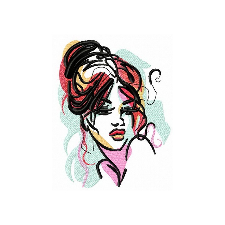 Trendy hairstyle embroidery design - Embroidery Design